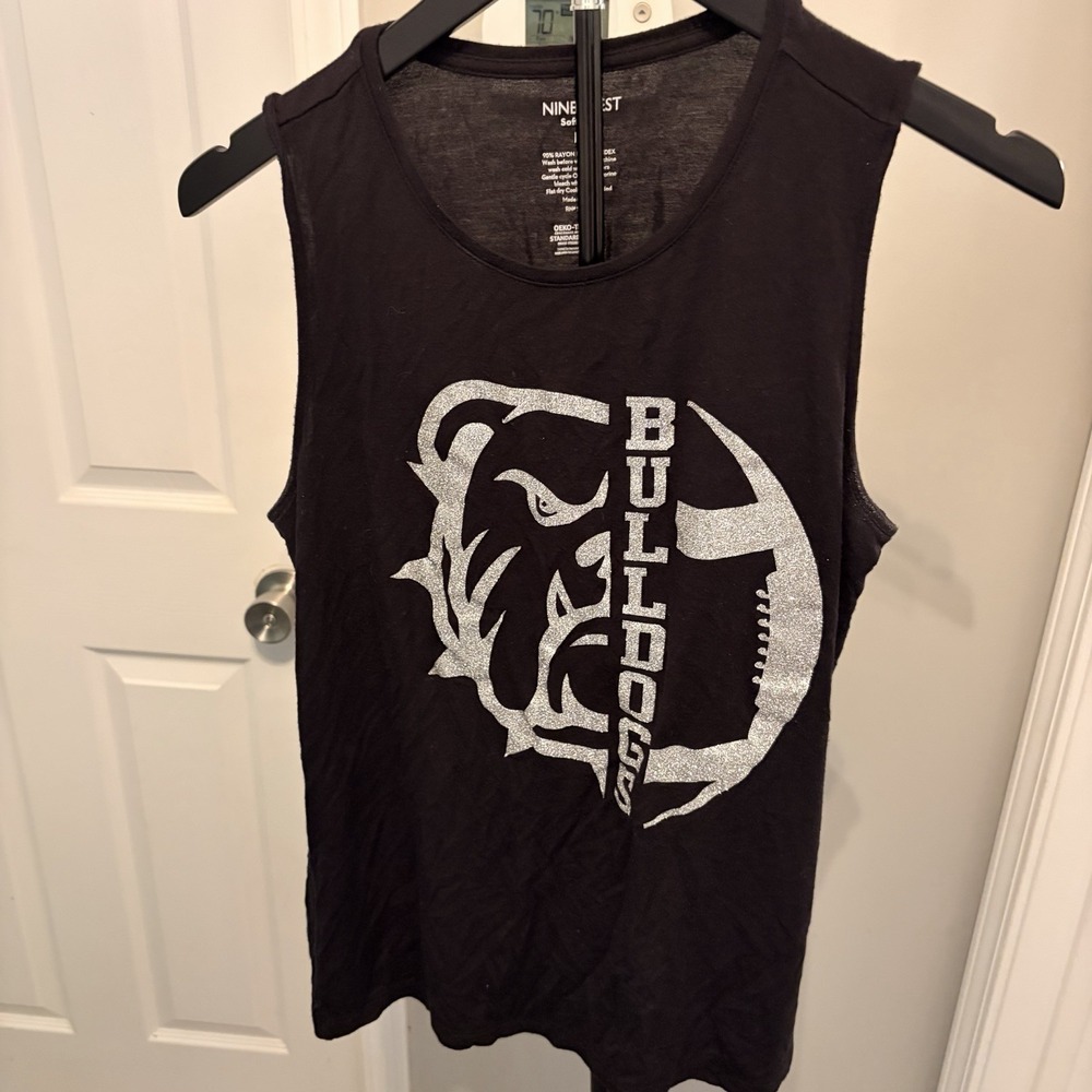Nine West Soft Spun Tank Top Med Glitter Bulldog Football Graphic HTV Gameday